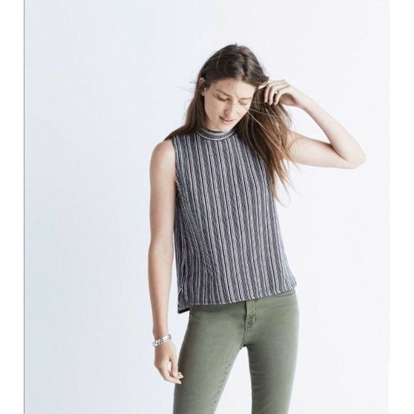 Madewell Tops - Madewell Sleeveless Mockneck Striped Top S…